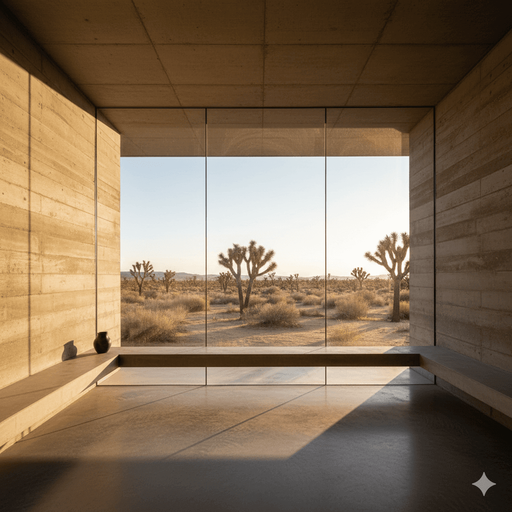 Interior framing the desert